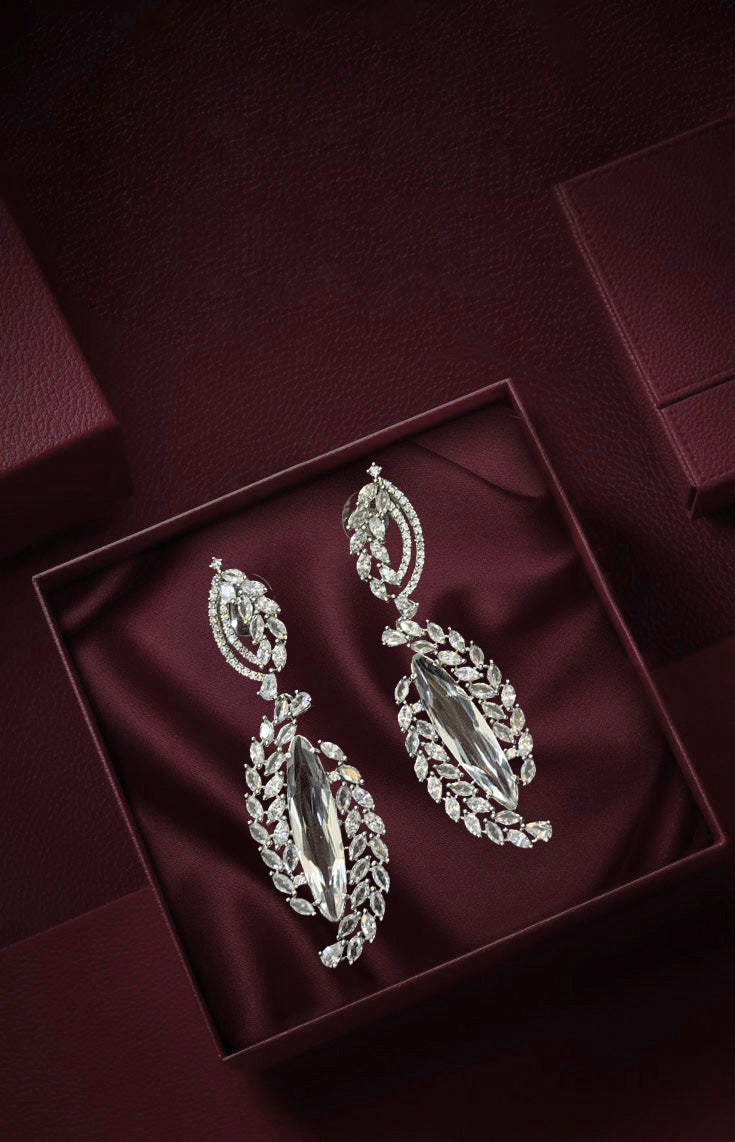 Elegant Marquise CZ Stone Long Earrings